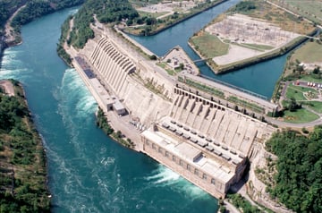 Arial view of a hydro-electric dam